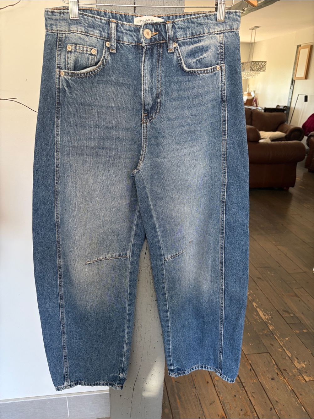 Pull&Bear Two-Tone Medium Blue Relaxed Straight Jeans